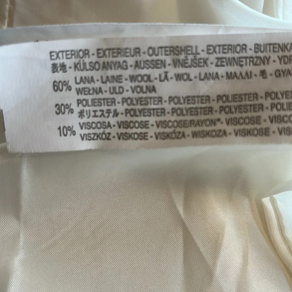 Zara Ivory Wool Blend Unique Coat w/big buckle belt,pockets button up Size Small - Picture 14 of 14